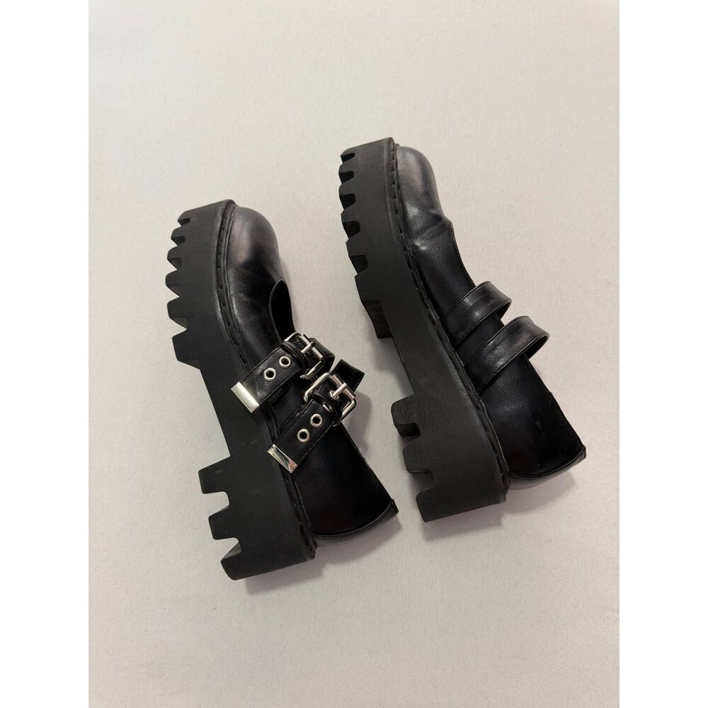 Lamoda Black Double-Buckle Platform Mary Janes | Size 8 - Picture 5 of 12
